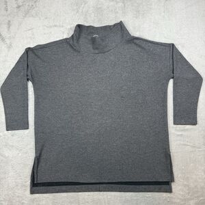 Anthropologie Sweater Women’s Large Gray Mock Neck Pullover Knit Boho Preppy